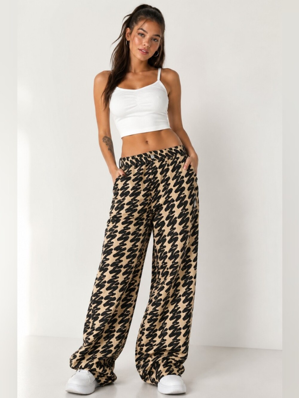 Obey Abstract Print Wide Leg Streetwear Pants Size 26